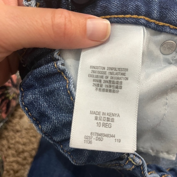 Girls Levi’s High Rise Straight Ankle Jeans, sz 10 kids Raw Hem Adjustable Waist - Picture 6 of 10